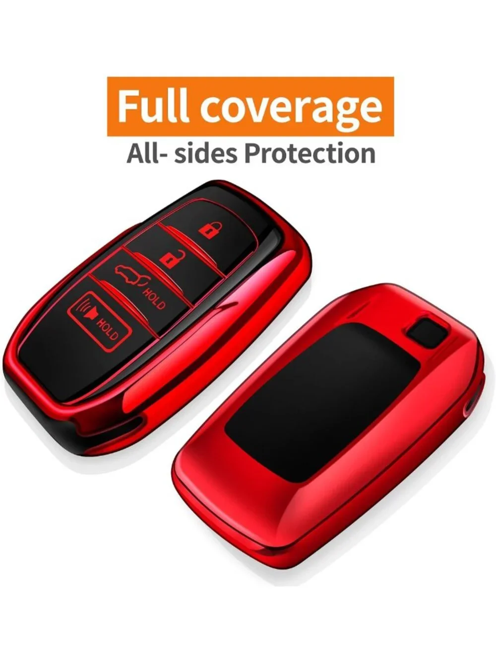 Stylish Key Fob Cover with Metal Keychain & Leather Strap for Toyota Models